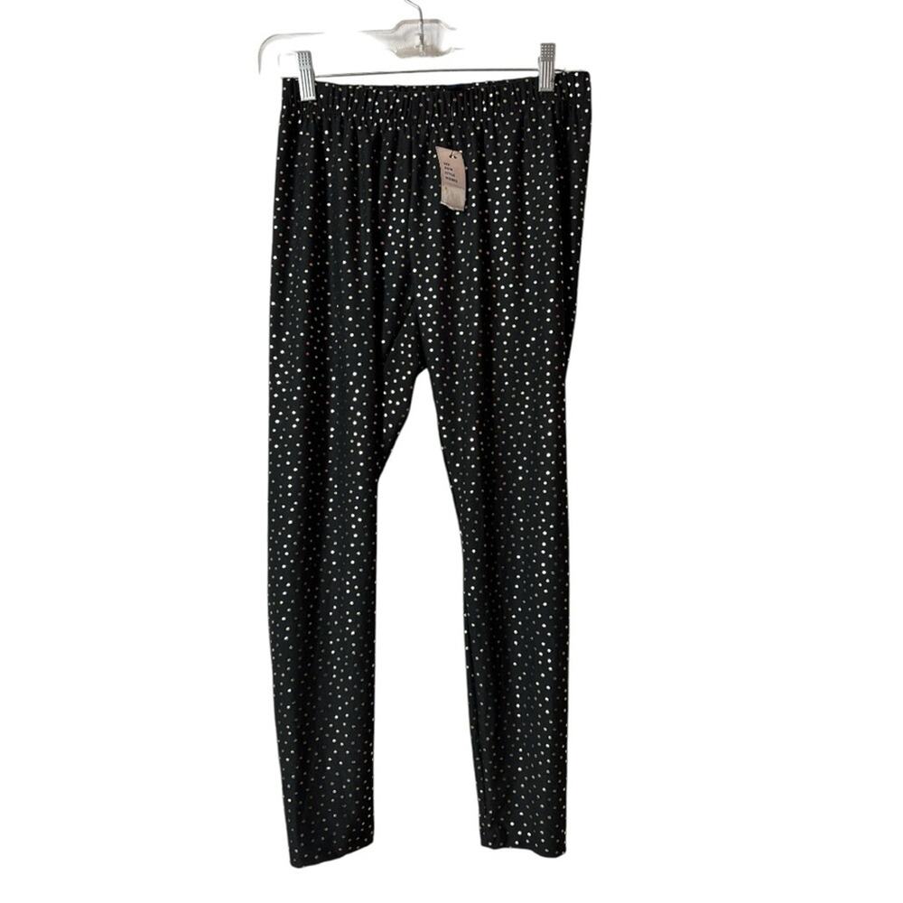 Apt.9 Black and Gold Elastic Waist Polka Dot Pants Sz S NWT